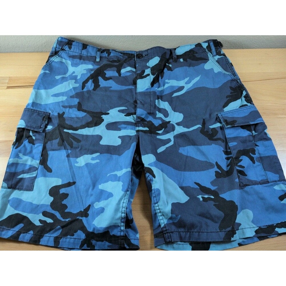 ROTHCO Shorts 37572 BDU Men's 2XL Combat Button Fly Cargo Sky Blue Camo